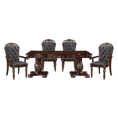 Homelegance Adelina Traditional Double Pedestal Dining Room Set – Cherry & Gold Finish - sold by Home Elegance USA