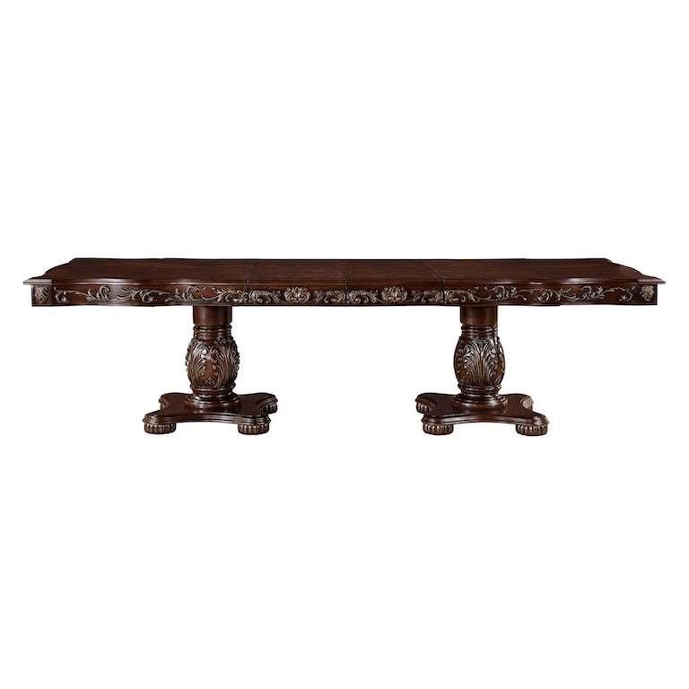 Homelegance Adelina 7 Piece Traditional Double Pedestal Dining Room Set – Cherry & Gold Finish - Home Elegance USA
