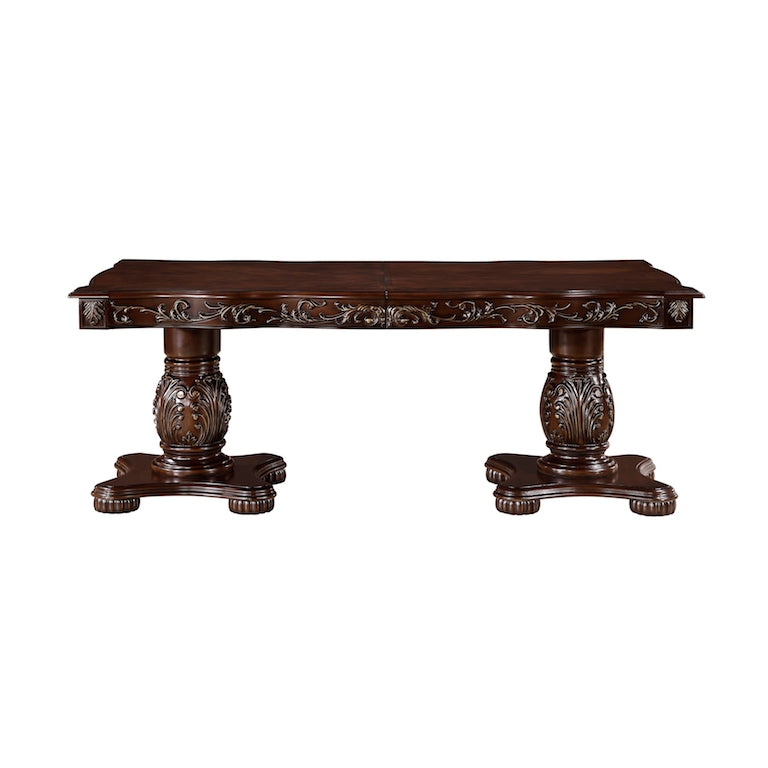 Homelegance Adelina 7 Piece Traditional Double Pedestal Dining Room Set – Cherry & Gold Finish - Home Elegance USA