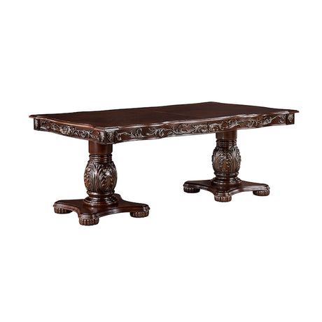 Homelegance Adelina Traditional Double Pedestal Dining Room Set – Cherry & Gold Finish - sold by Home Elegance USA