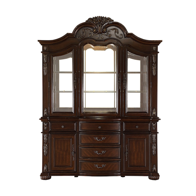 Homelegance Adelina 7 Piece Traditional Double Pedestal Dining Room Set – Cherry & Gold Finish - Home Elegance USA