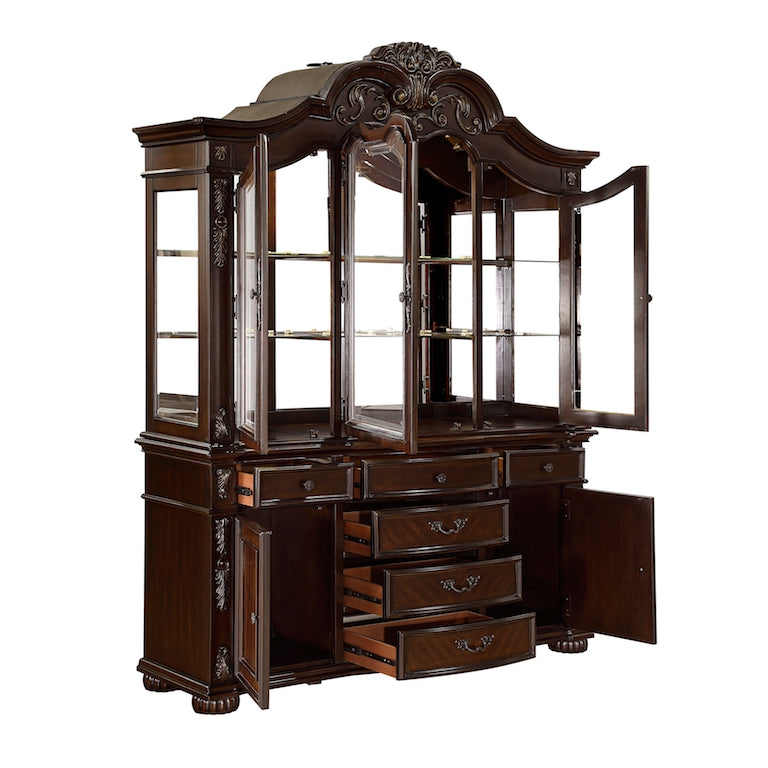 Homelegance Adelina 7 Piece Traditional Double Pedestal Dining Room Set – Cherry & Gold Finish - Home Elegance USA