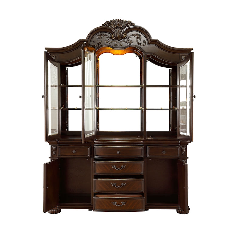 Homelegance Adelina 7 Piece Traditional Double Pedestal Dining Room Set – Cherry & Gold Finish - Home Elegance USA