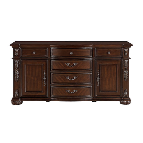 Homelegance Adelina Traditional Double Pedestal Dining Room Set – Cherry & Gold Finish - sold by Home Elegance USA