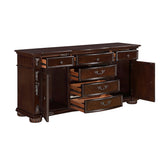 Homelegance Adelina 7 Piece Traditional Double Pedestal Dining Room Set – Cherry & Gold Finish - Home Elegance USA