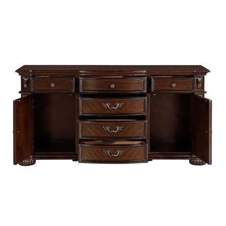 Homelegance Adelina Traditional Double Pedestal Dining Room Set – Cherry & Gold Finish - sold by Home Elegance USA