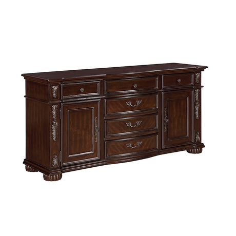 Homelegance Adelina 7 Piece Traditional Double Pedestal Dining Room Set – Cherry & Gold Finish - Home Elegance USA