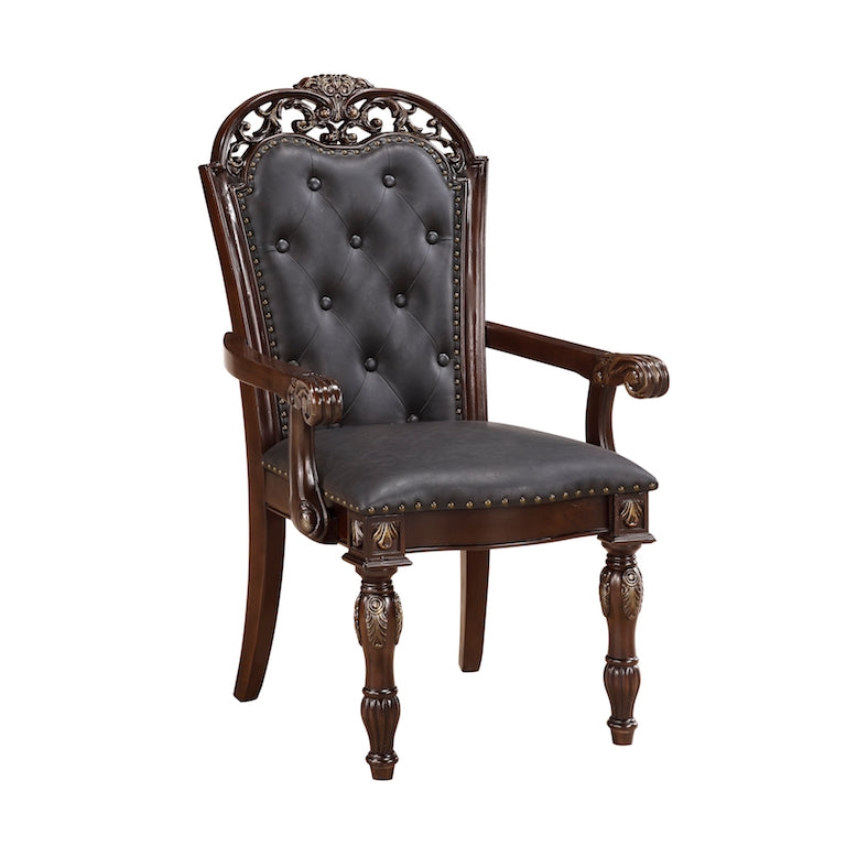 Homelegance Adelina 7 Piece Traditional Double Pedestal Dining Room Set – Cherry & Gold Finish - Home Elegance USA