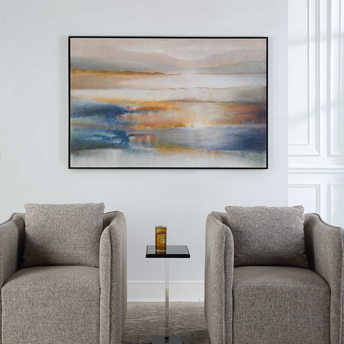 Seafaring Dusk Hand Painted Abstract Art - Beige / Blue by Uttermost - View 5