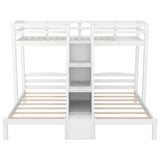 Twin over Twin & Twin Bunk Bed with Built-in Staircase and Storage Drawer,White - sold by Home Elegance USA