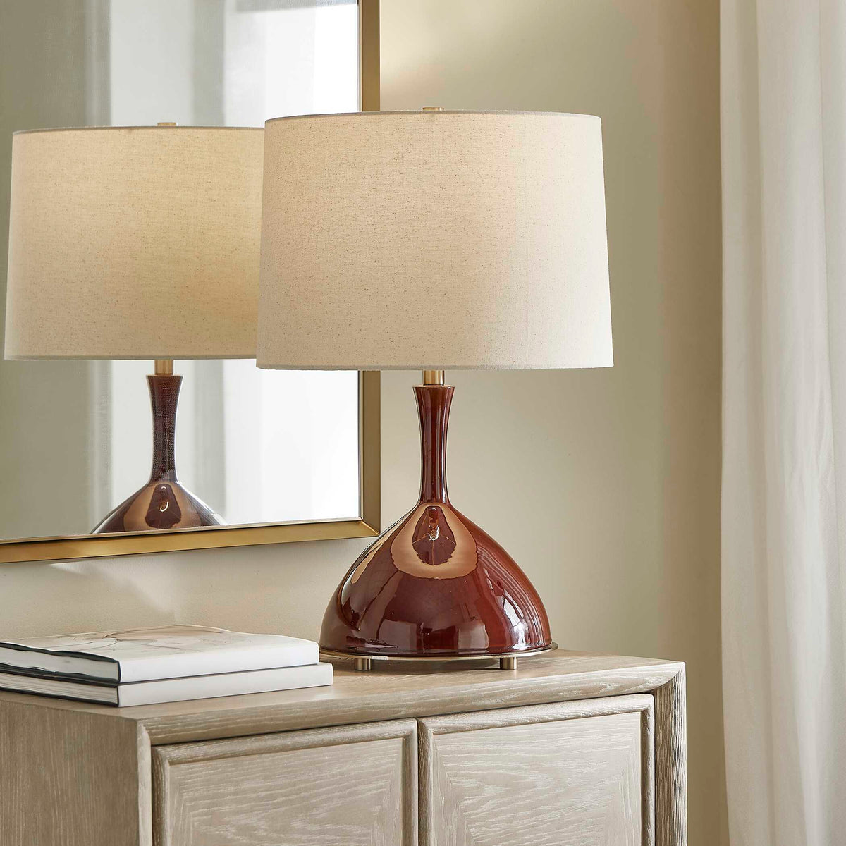 Colette Table Lamp Burgundy - Dark Red by Uttermost - View 2