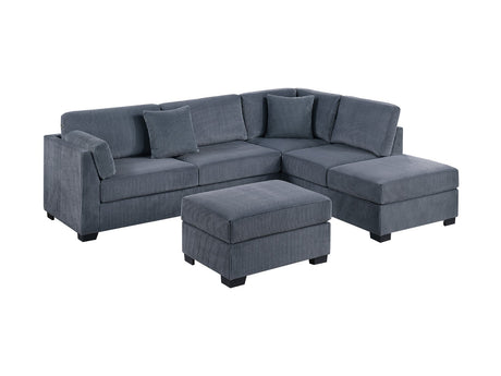 Contemporary Sectional Sofa Set Reversible L/R Chaise Sofa Dark Gray Corduroy Upholstered Pillows Living Room Furniture - sold by Home Elegance USA