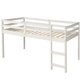 Low Study Twin Loft Bed with Cabinet and Rolling Portable Desk - White (OLD SKU :LP000113AAK) Home Elegance USA