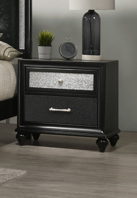 Unique Round Plush Black Velvet Button-Tufted Detailing Storage Bed King Size Black 2x Nightstands Wooden Bedroom Furniture 3pc Set - sold by Home Elegance USA