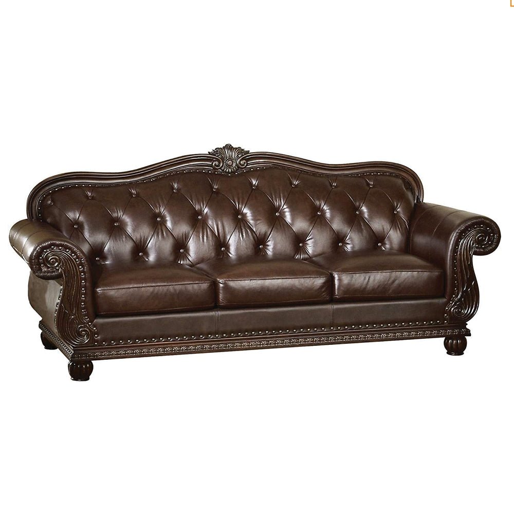 Anondale Sofa 15030 Espresso Top Grain Leather Match & Cherry Finish | Acme | Home Elegance USA