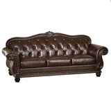 Anondale Sofa 15030 Espresso Top Grain Leather Match & Cherry Finish | Acme | Home Elegance USA