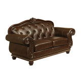 Anondale Loveseat 15031 Espresso Top Grain Leather Match & Cherry Finish | Acme | Home Elegance USA