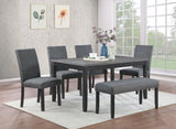 Barlow 6 - piece Rectangular Dining Set Grey and Black | Coaster | Home Elegance USA