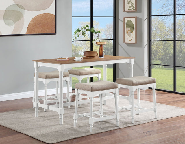 Martina 5 - piece Rectangular Counter Height Dining Set with Stools Brown and White | Coaster | Home Elegance USA