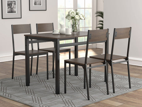 Lana 5 - piece Rectangular Dining Table Set Dark Brown and Matte Black - 150505 - image - 1