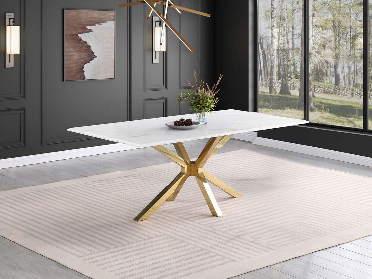 Venera Rectangular 79-inch Faux Marble Dining Table White - Home Elegance USA