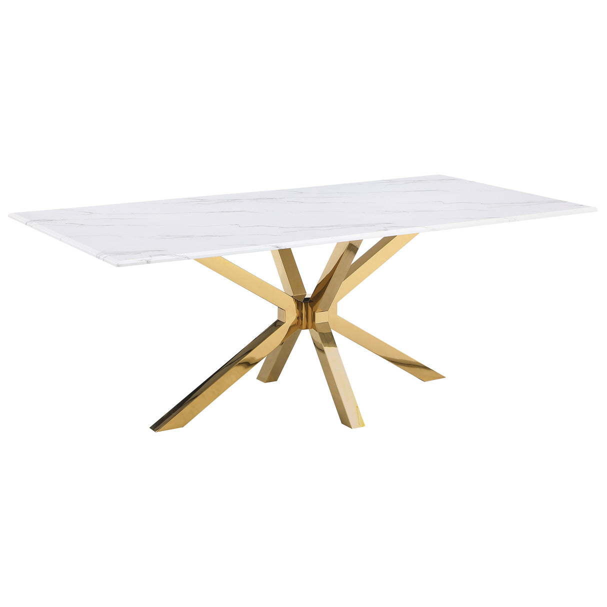 Venera Rectangular 79-inch Faux Marble Dining Table White - Home Elegance USA