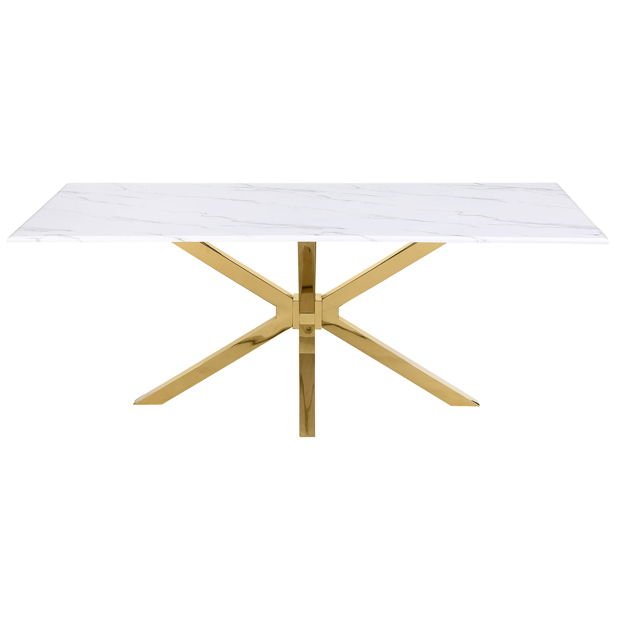 Venera Rectangular 79-inch Faux Marble Dining Table White - Home Elegance USA