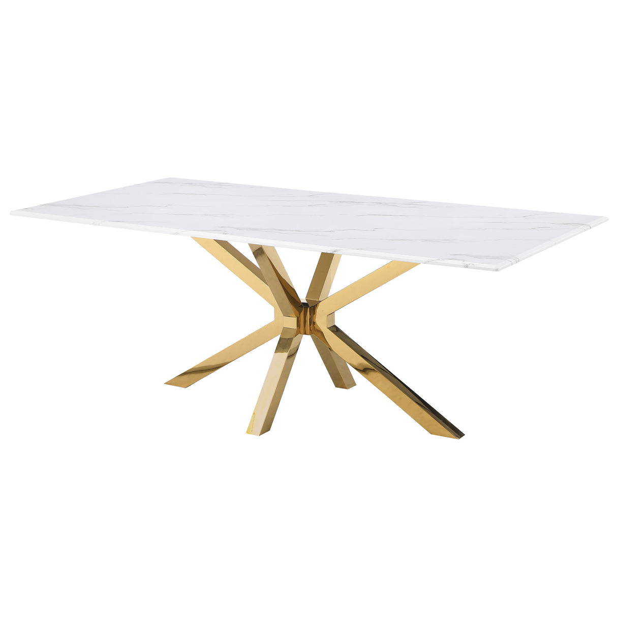 Venera Rectangular 79-inch Faux Marble Dining Table White - Home Elegance USA