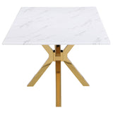Venera Rectangular 79-inch Faux Marble Dining Table White - Home Elegance USA