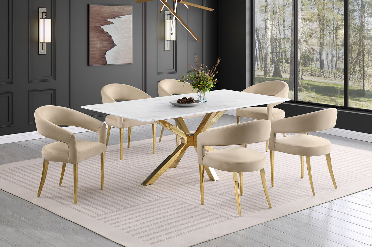 Venera Rectangular 79-inch Faux Marble Dining Table White - Home Elegance USA