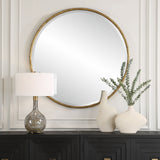Sutton Aged Gold Round Mirror by Uttermost - View 2