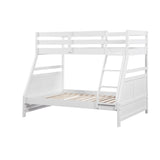 Bunk Bed Twin Over Full White Finish Sturdy Wood Frame Guard Rails Youth Bedroom Furniture 1pc - sold by Home Elegance USA