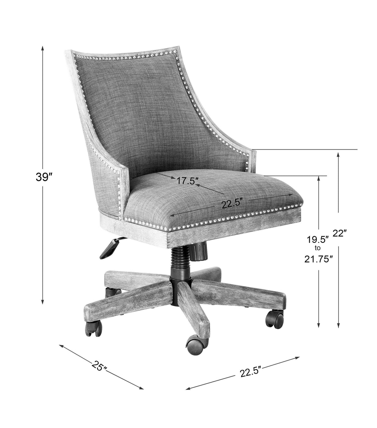 Aidrian Desk Chair Charcoal - Dark Gray by Uttermost - View 9