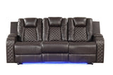 Benz LED & Power Reclining 2 Pc Set Made With Faux Leather in Brown | Home Elegance USA