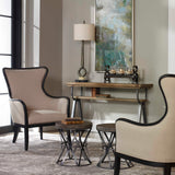 Sandy Wing Back Armchair Beige & Dark Brown - Beige / Dark Brown by Uttermost - View 3