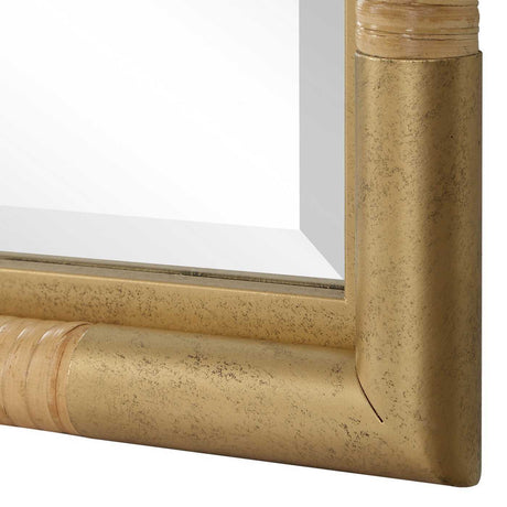 Kampar Full Length Rattan Tall Mirror - Gold by Uttermost - View 5