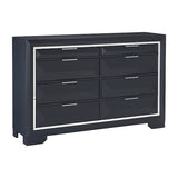 Black dresser with silver handles on a white background