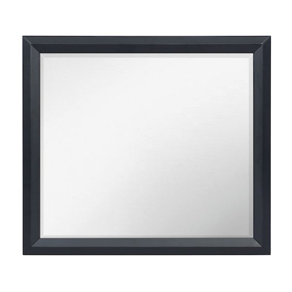 Black framed mirror on a white background