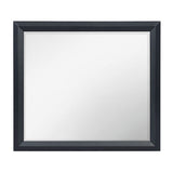 Black framed mirror on a white background