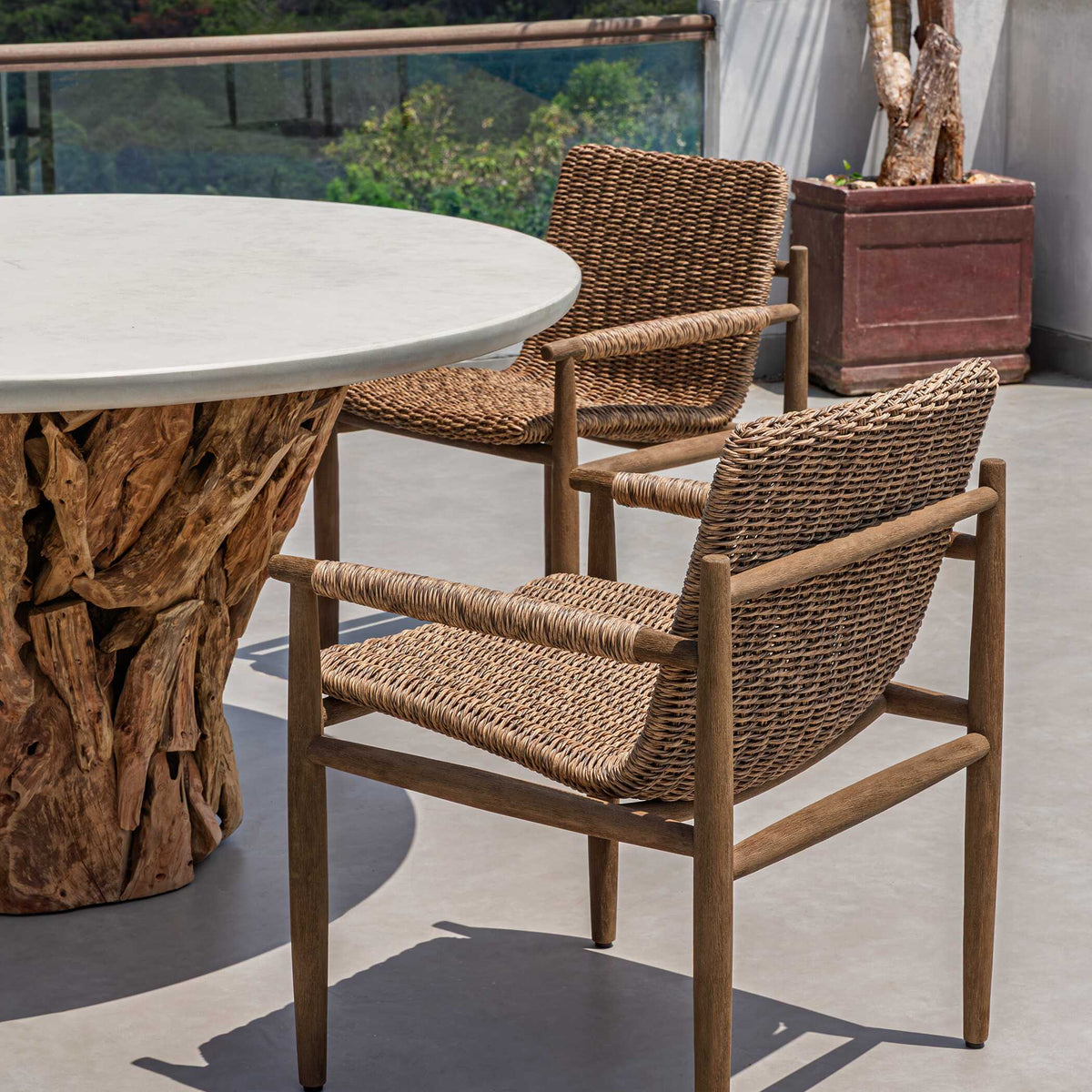 Sumba Golden Flax Outdoor Dining Chair - Light Brown by Uttermost - View 5