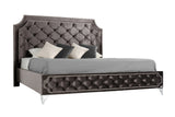 Queen Leilah Transitional Tufted Fabric Bed - View Image 1