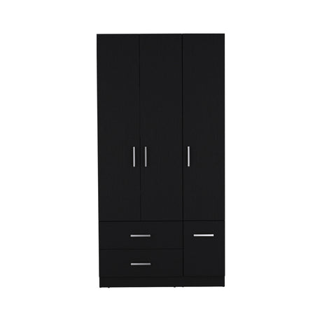 Armoire Wardrove 71', 4 Doors, Hanging Rod, 3 Cabinets, 6 Shelves, Black - sold by Home Elegance USA