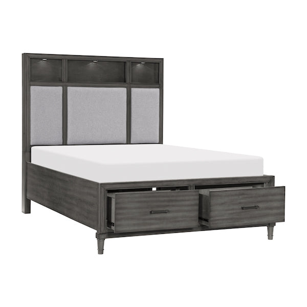 Cama Queen con plataforma Wittenberry en gris 1573-1* | Homelegance