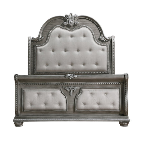 Bennington Gray Sleigh Bed Bedroom Set with Marble Tops – Homelegance - sold by Home Elegance USA