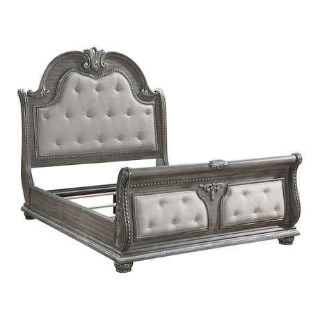 Bennington Gray Sleigh Bed Bedroom Set with Marble Tops – Homelegance - sold by Home Elegance USA