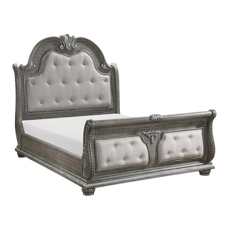 Bennington Gray Sleigh Bed Bedroom Set with Marble Tops – Homelegance - sold by Home Elegance USA