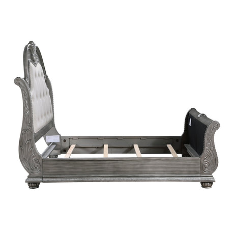 Bennington Gray Sleigh Bed Bedroom Set with Marble Tops – Homelegance - sold by Home Elegance USA
