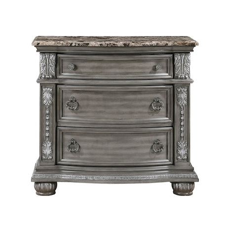 Bennington Gray Sleigh Bed Bedroom Set with Marble Tops – Homelegance - sold by Home Elegance USA