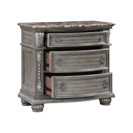 Bennington Gray Sleigh Bed Bedroom Set with Marble Tops – Homelegance - sold by Home Elegance USA