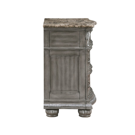 Bennington Gray Sleigh Bed Bedroom Set with Marble Tops – Homelegance - sold by Home Elegance USA